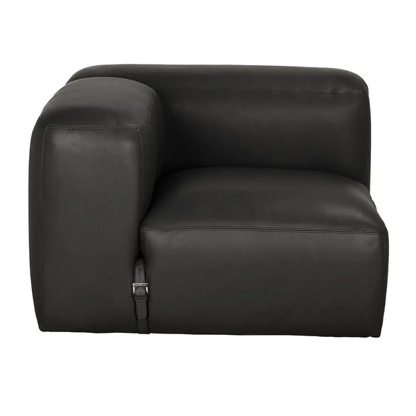 Augustus Modular Sofa, Left Corner, Santosa Matte Black Leather-Noir Furniture-Blue Hand Home