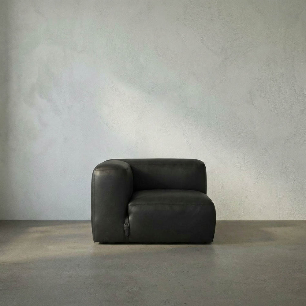 Augustus Modular Sofa, Left Corner, Santosa Matte Black Leather-Noir Furniture-Blue Hand Home
