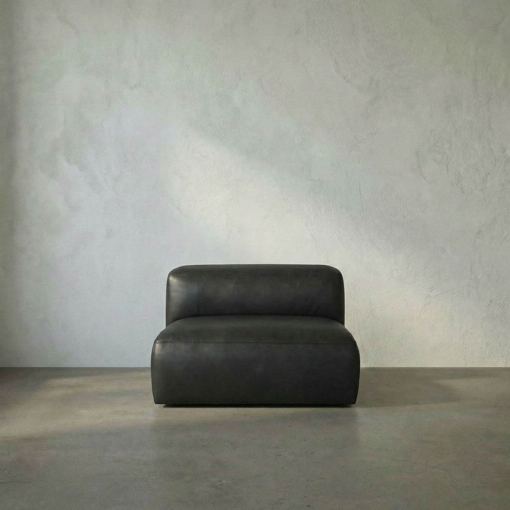 Augustus Modular Sofa, Middle, Santosa Matte Black Leather-Noir Furniture-Blue Hand Home