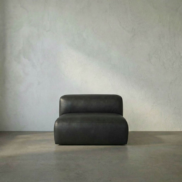 Augustus Modular Sofa, Middle, Santosa Matte Black Leather-Noir Furniture-Blue Hand Home
