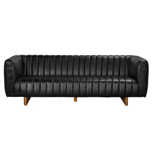 Khann Sofa, Ebony Black Leather-Noir Furniture-Blue Hand Home