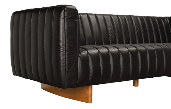 Khann Sofa, Ebony Black Leather-Noir Furniture-Blue Hand Home