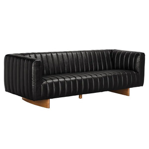 Khann Sofa, Ebony Black Leather-Noir Furniture-Blue Hand Home
