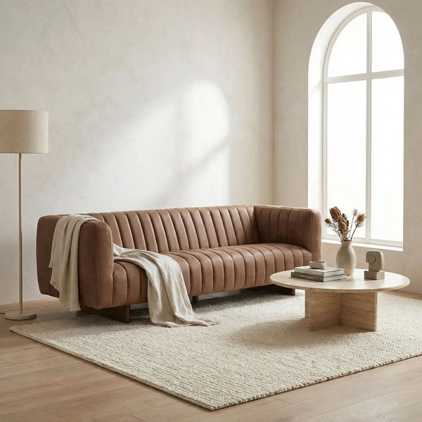 Khann Sofa, Orris Brown Leather-Noir Furniture-Blue Hand Home
