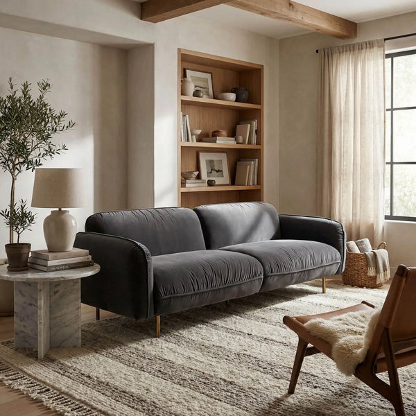 Franklin Sofa, Grey Velvet-Noir Furniture-Blue Hand Home