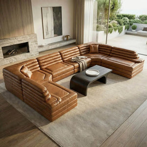 BANDERA SOFA, 1A, Roche Tan Leather-Noir Furniture-Blue Hand Home