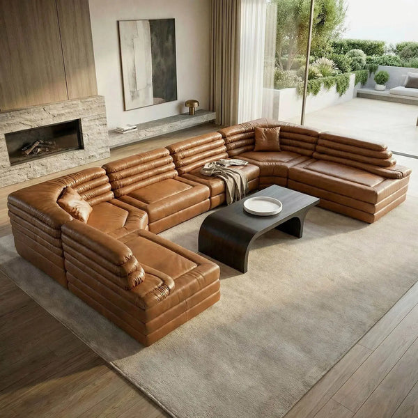 BANDERA SOFA, 1A, Roche Tan Leather-Noir Furniture-Blue Hand Home