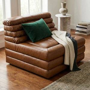 BANDERA SOFA, 1A, Roche Tan Leather-Noir Furniture-Blue Hand Home