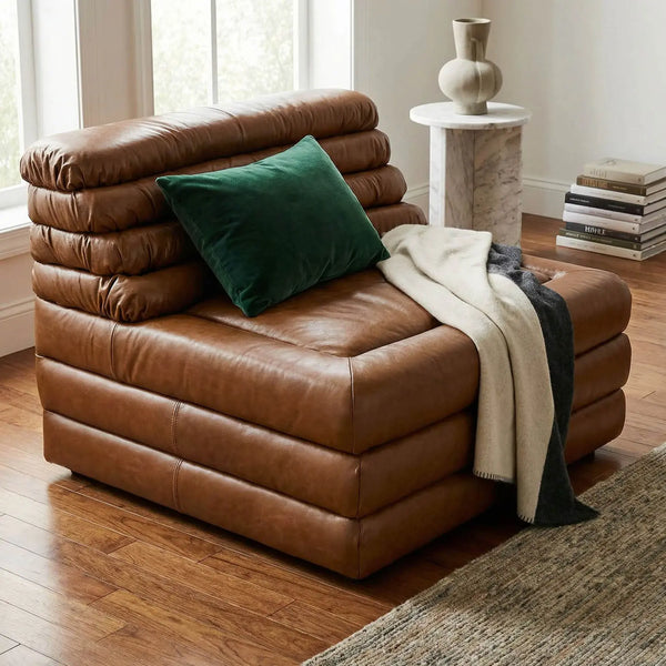 BANDERA SOFA, 1A, Roche Tan Leather-Noir Furniture-Blue Hand Home