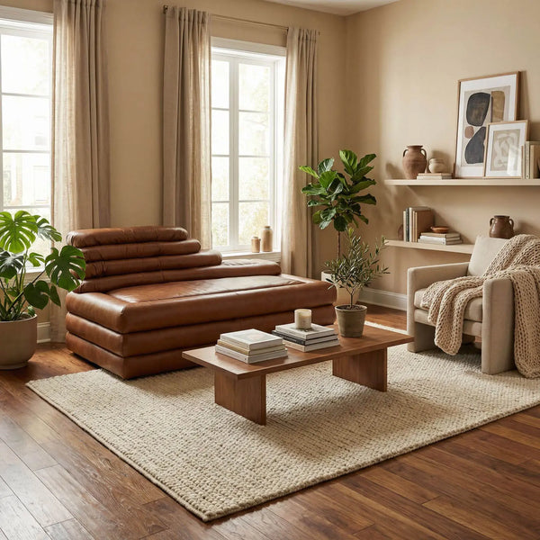 BANDERA SOFA, CR, Roche Tan Leather-Noir Furniture-Blue Hand Home