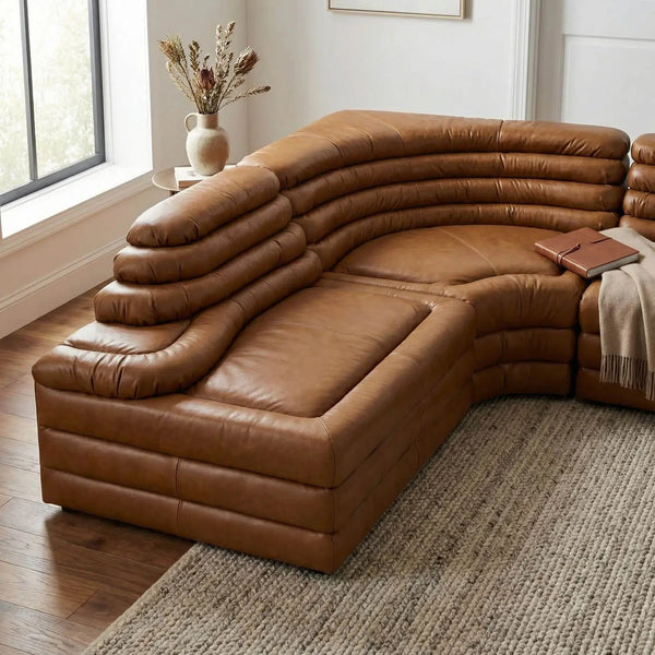 BANDERA SOFA, L, Roche Tan Leather-Noir Furniture-Blue Hand Home