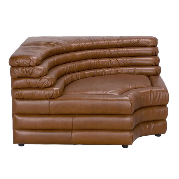 Bandera Sofa with Sculpted Layered Design in Roche Tan Leather-Noir Furniture-Blue Hand Home