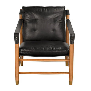 Luther Chair, Ebony Black Leather-Noir Furniture-Blue Hand Home
