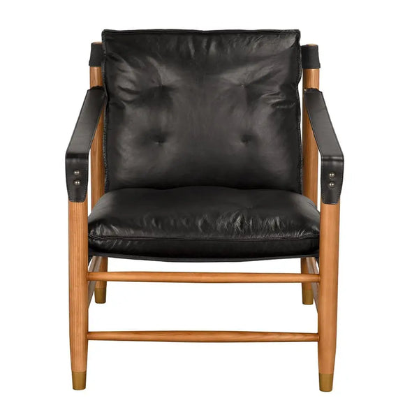 Luther Chair, Ebony Black Leather-Noir Furniture-Blue Hand Home