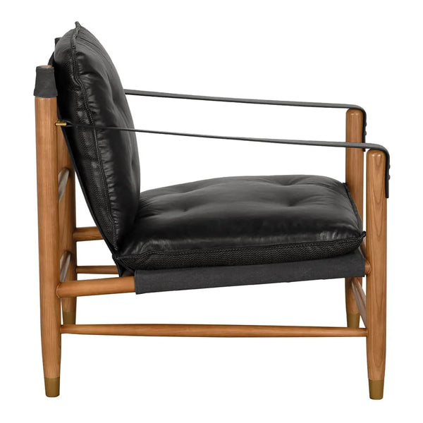 Luther Chair, Ebony Black Leather-Noir Furniture-Blue Hand Home