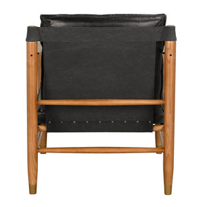 Luther Chair, Ebony Black Leather-Noir Furniture-Blue Hand Home
