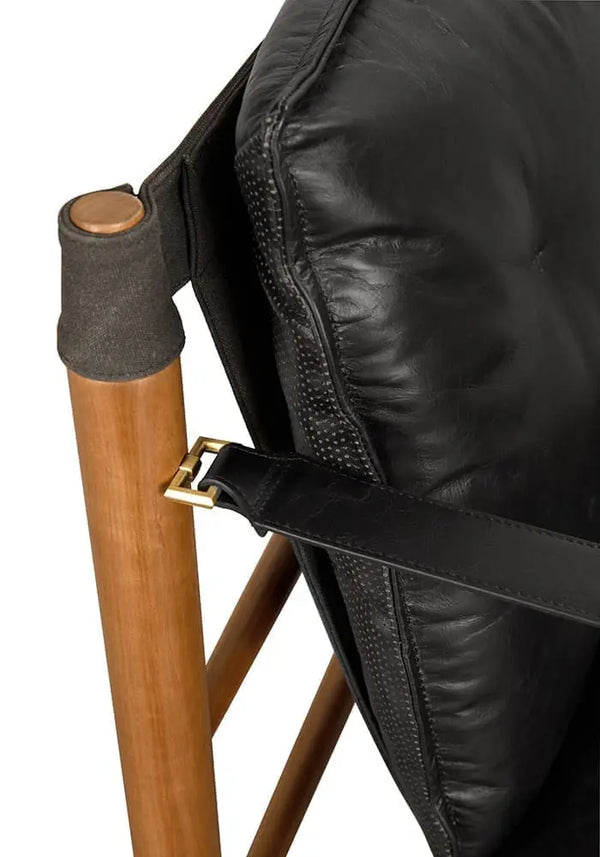 Luther Chair, Ebony Black Leather-Noir Furniture-Blue Hand Home