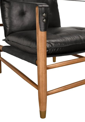 Luther Chair, Ebony Black Leather-Noir Furniture-Blue Hand Home