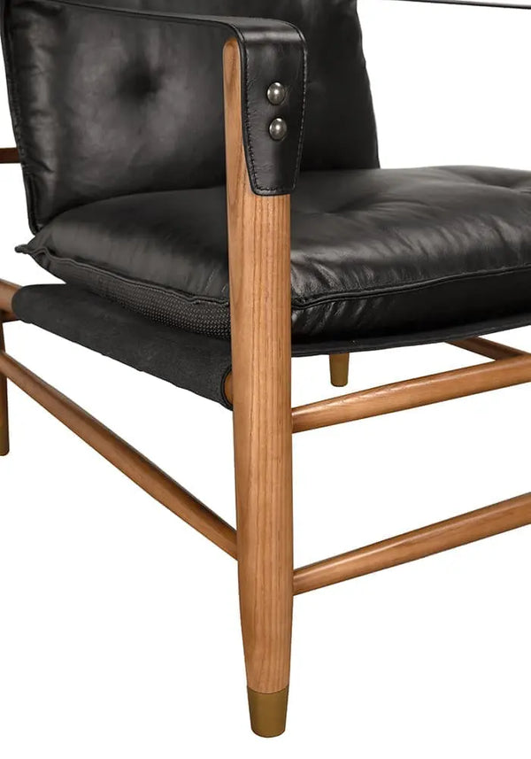 Luther Chair, Ebony Black Leather-Noir Furniture-Blue Hand Home
