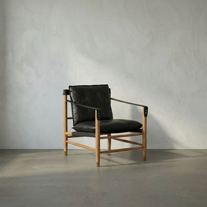 Luther Chair, Ebony Black Leather-Noir Furniture-Blue Hand Home