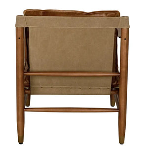 Luther Chair, Cuba Brown Leather W/Canvas-Blue Hand Home