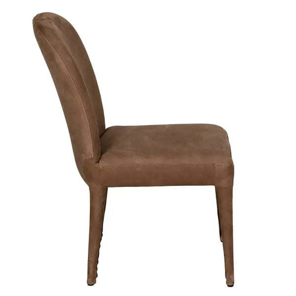 Georgia Dining Chair, Orris Brown Leather-Blue Hand Home