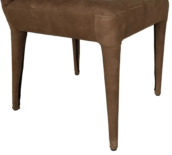 Georgia Dining Chair, Orris Brown Leather-Blue Hand Home