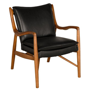 Weston Chair with Black Leather-Blue Hand Home