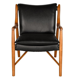 Weston Chair with Black Leather-Blue Hand Home