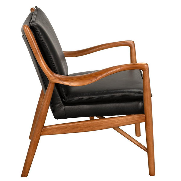 Weston Chair with Black Leather-Blue Hand Home