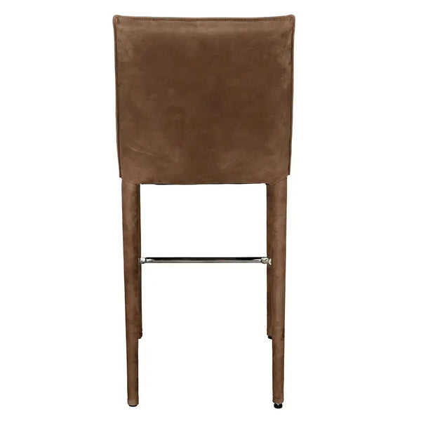 Newton Counter Chair, Orris Brown Leather-Blue Hand Home