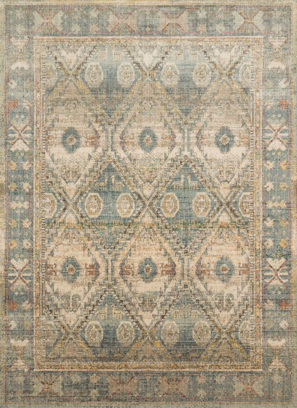Magnolia Home by Joanna Gaines x Loloi Linnea Rug - Natural / Sky-Blue Hand Home