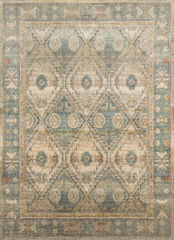 Magnolia Home by Joanna Gaines x Loloi Linnea Rug - Natural / Sky-Blue Hand Home