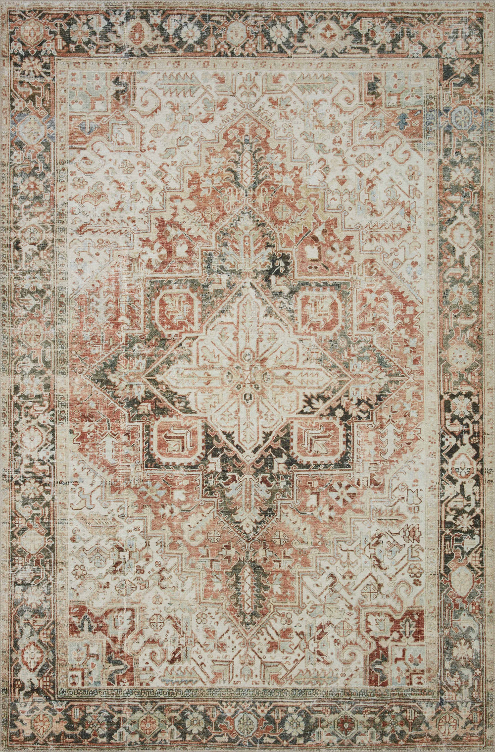 Magnolia Home by Joanna Gaines x Loloi Lenna Rug - Rust / Charcoal-Blue Hand Home