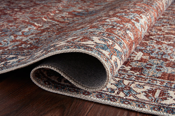 Magnolia Home by Joanna Gaines x Loloi Lenna Rug - Brick / Sky-Blue Hand Home