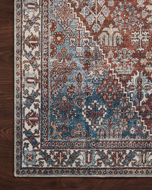 Magnolia Home by Joanna Gaines x Loloi Lenna Rug - Brick / Sky-Blue Hand Home