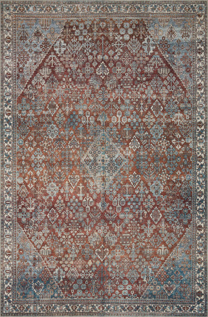 Magnolia Home by Joanna Gaines x Loloi Lenna Rug - Brick / Sky-Blue Hand Home