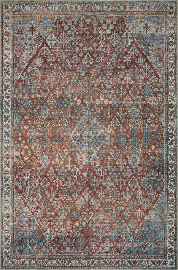 Magnolia Home by Joanna Gaines x Loloi Lenna Rug - Brick / Sky-Blue Hand Home