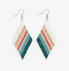 Frida Mixed Stripe Beaded Earrings Teal + Poppy-Blue Hand Home