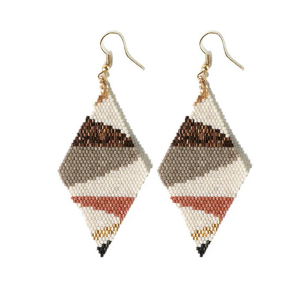 Frida Angled Stripes Beaded Earrings Mixed Metallic-Blue Hand Home