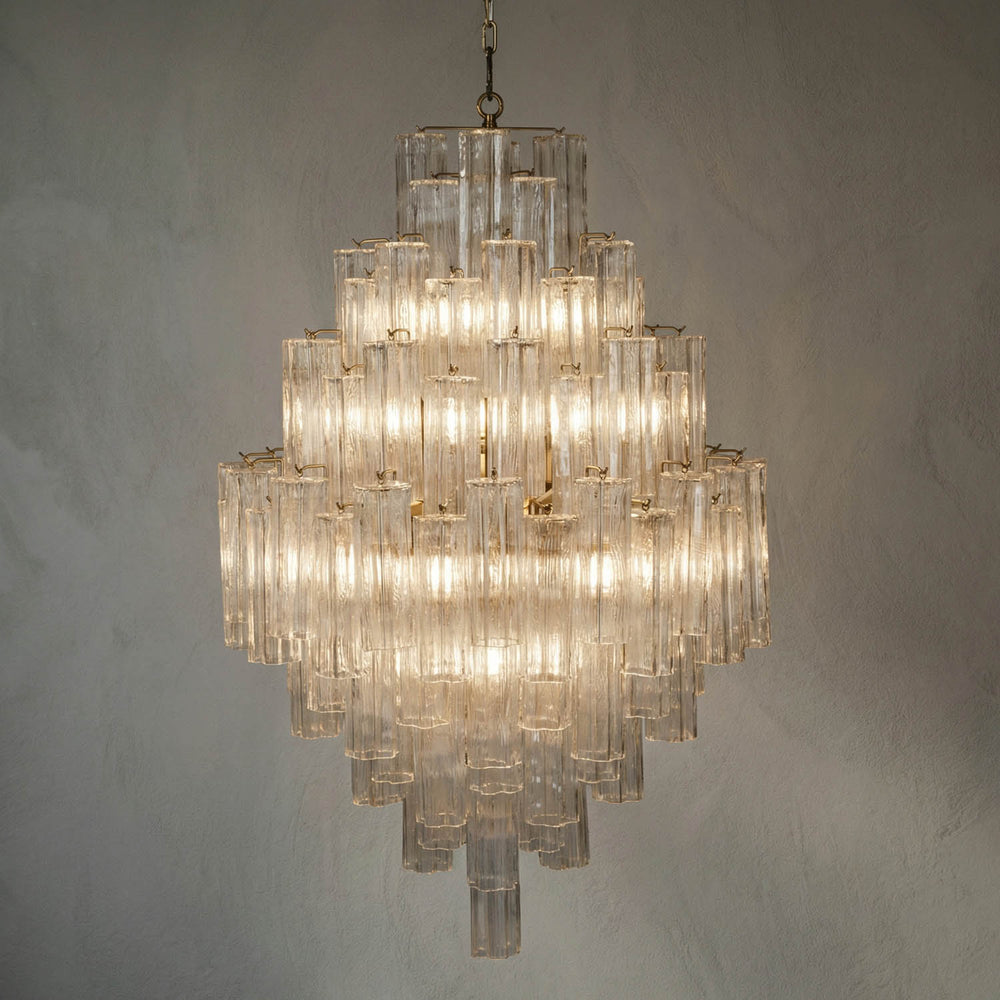 Laurent Cascading Tiered Glass Chandelier with Antique Brass-Noir Furniture-Blue Hand Home
