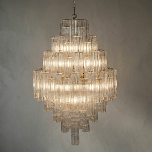 Laurent Cascading Tiered Glass Chandelier with Antique Brass-Noir Furniture-Blue Hand Home
