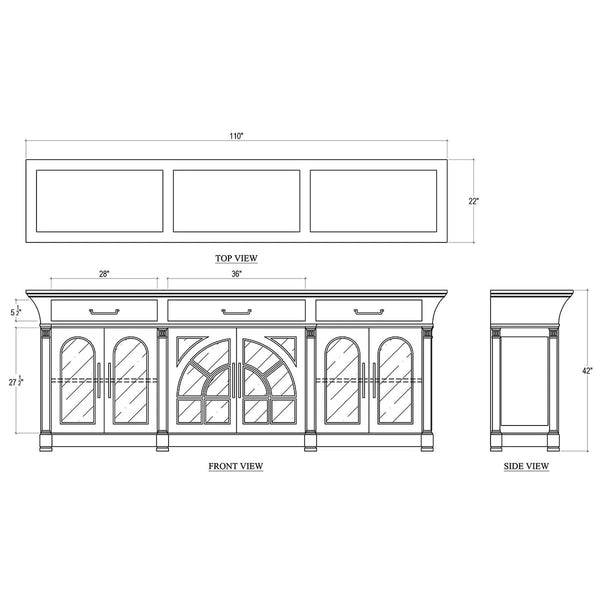 Bramble Lambeth Credenza In Straw Wash-Bramble-Blue Hand Home
