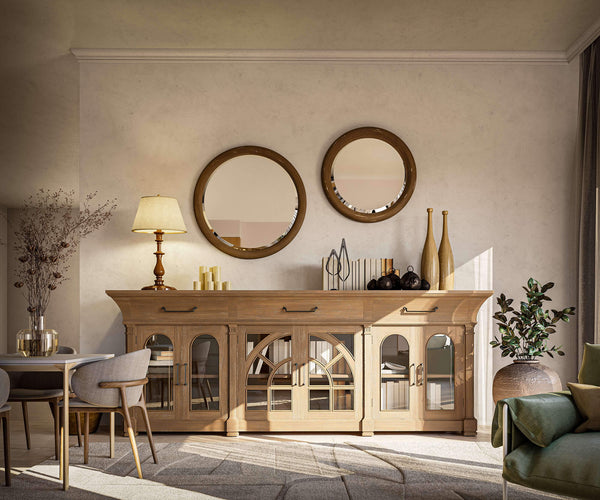 Bramble Lambeth Credenza In Straw Wash-Bramble-Blue Hand Home