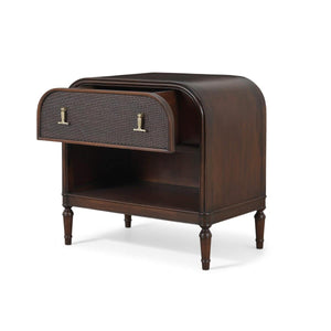 Langford 1 Drawer Bedside Table w/ Rattan-Blue Hand Home