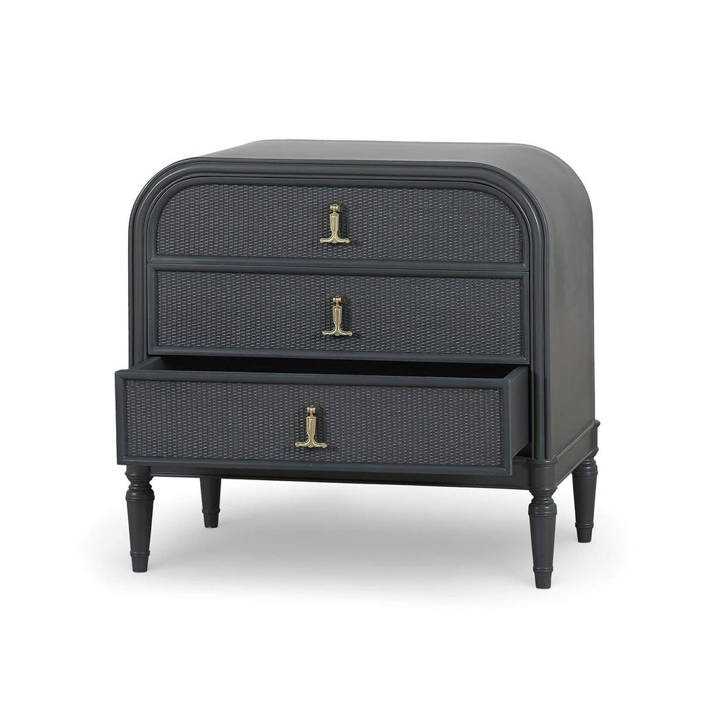 Langford 3 Drawer Nightstand w/ Rattan-Blue Hand Home