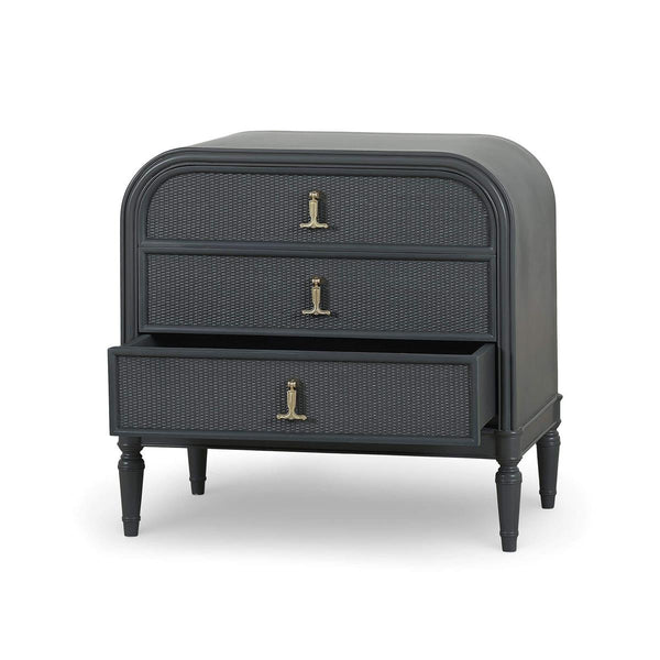 Langford 3 Drawer Nightstand w/ Rattan-Blue Hand Home