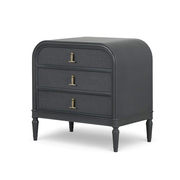 Langford 3 Drawer Nightstand w/ Rattan-Blue Hand Home