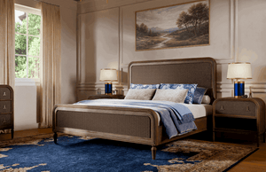 Langford Rattan Bed King-Blue Hand Home