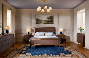 Langford Rattan Bed Queen-Blue Hand Home